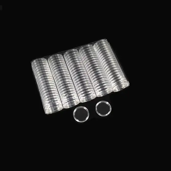 Porte-monnaie en plastique Transparent, 100 pièces, paquet d'entrepôt 16-46mm, présentoir de Capsule