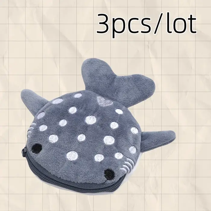Nouveau porte-monnaie en peluche requin de dessin animé