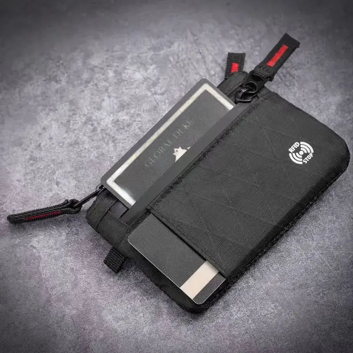 Portefeuille ultra-fin anti-vol RFID tendance Edc | Porte-monnaie unisexe à fermeture éclair | Porte-cartes de crédit