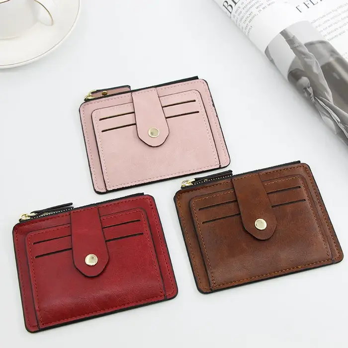 Portefeuille en cuir mince avec poche à monnaie pour hommes et femmes, petit porte-carte d'identité de crédit, sac d'argent, étui, mini sac à main d'affaires, mode