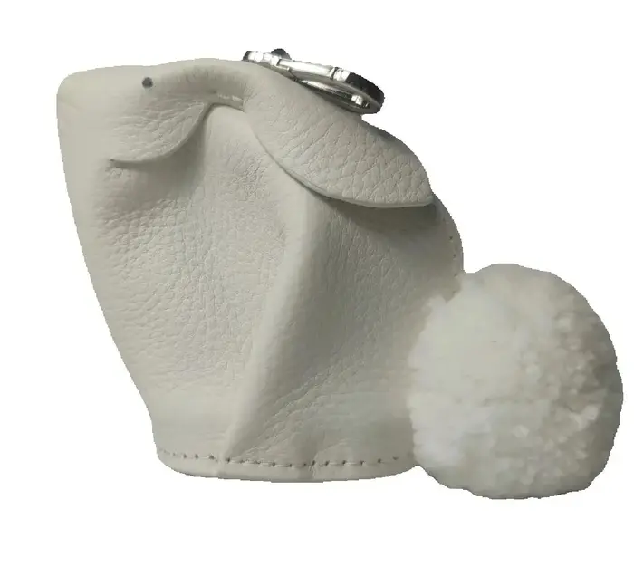 Porte-monnaie Lapin en Cuir Véritable Fait Main avec Breloque