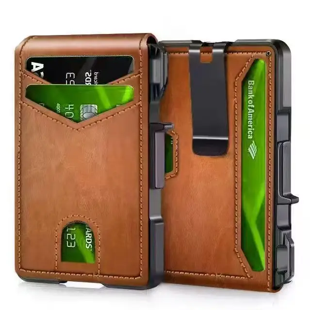 Portefeuille pour hommes bloquant RFID | Porte-carte pop-up intelligent mince minimaliste, portefe