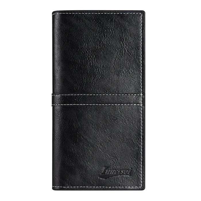 Portefeuille en cuir pour hommes porte-carte d'identité sac à main chéquier longue pochette à deux volets sac d'argent d'affaires homme portefeuilles Cartera Hombre Carteras