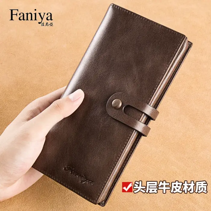Portefeuille long nouveau porte-cartes en peau de vache de grande capacité portefeuille pour hommes