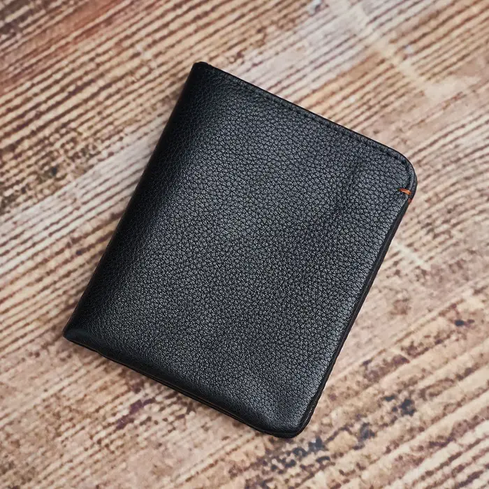 Portefeuille fin en cuir véritable pour homme