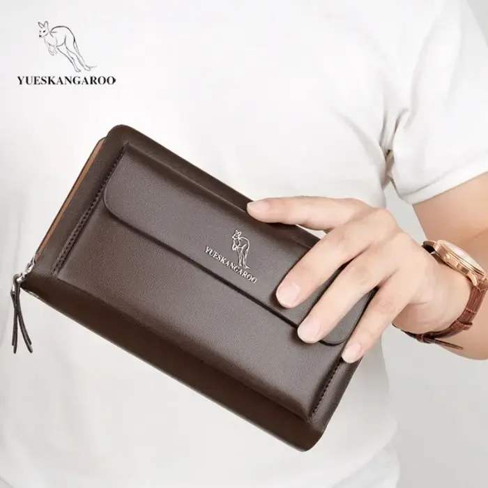 Portefeuille long en cuir PU pour hommes