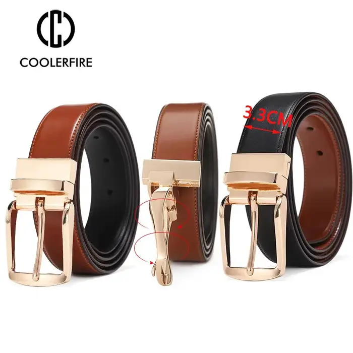 Nouvelle ceinture réversible à boucle rotative double face pour hommes