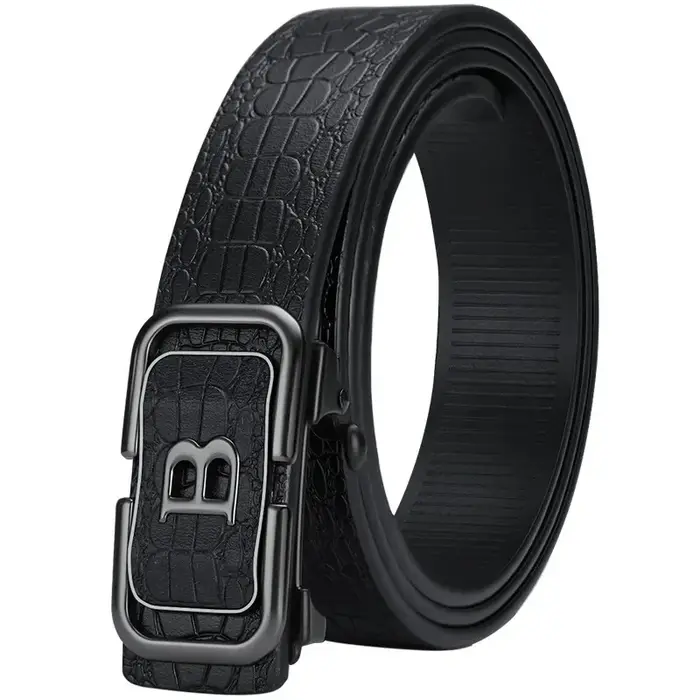 Ceinture à boucle automatique motif Crocodile pour hommes