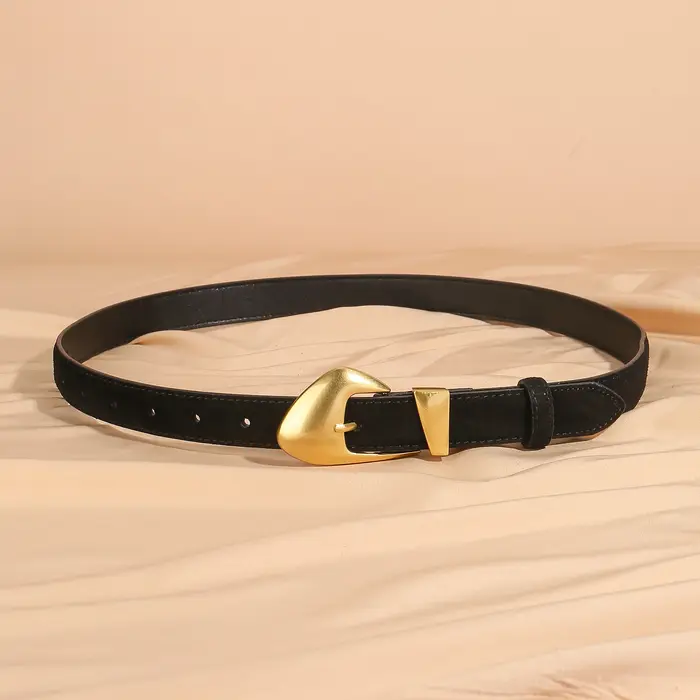 Ceinture de luxe en cuir de vache et daim pour femmes, Style Vintage avec boucle dorée, ceinture de