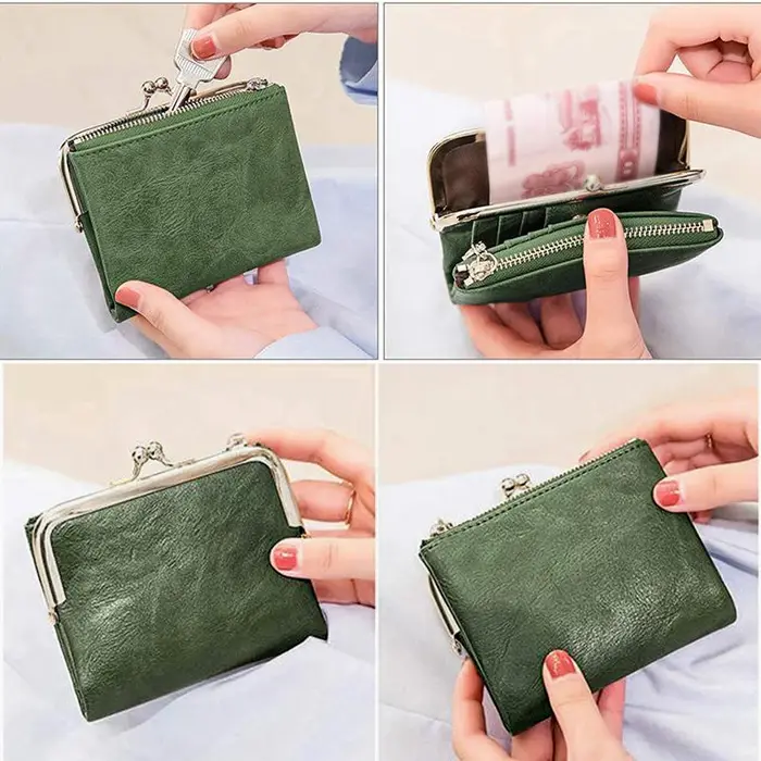 Portefeuille vintage en cuir pour femme
