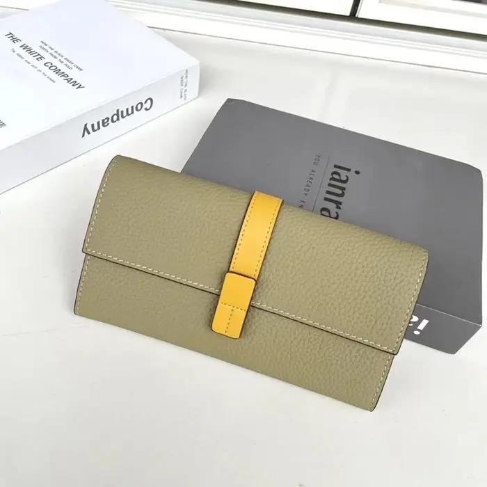 Portefeuille long en cuir véritable pour femme
