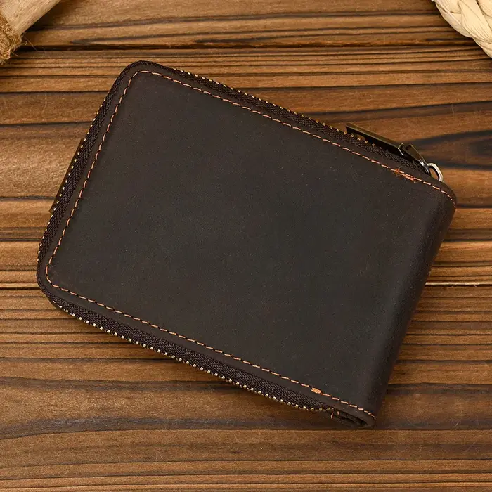 Luufan hommes porte-carte de crédit en cuir véritable sac à main pour cartes étui court portefeuille moraillon