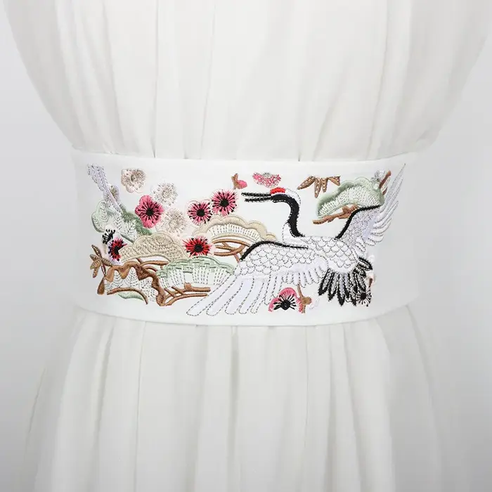 Ceinture large brodée pour femme, ceinture Boho, bande de taille en tissu, environnement pour robe