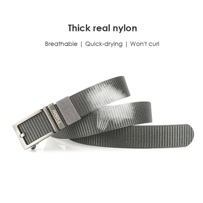 KOLBER Ceinture Décontractée Épaisse Pour Hommes Métal Boucle Automatique Souple Véritable Nylon