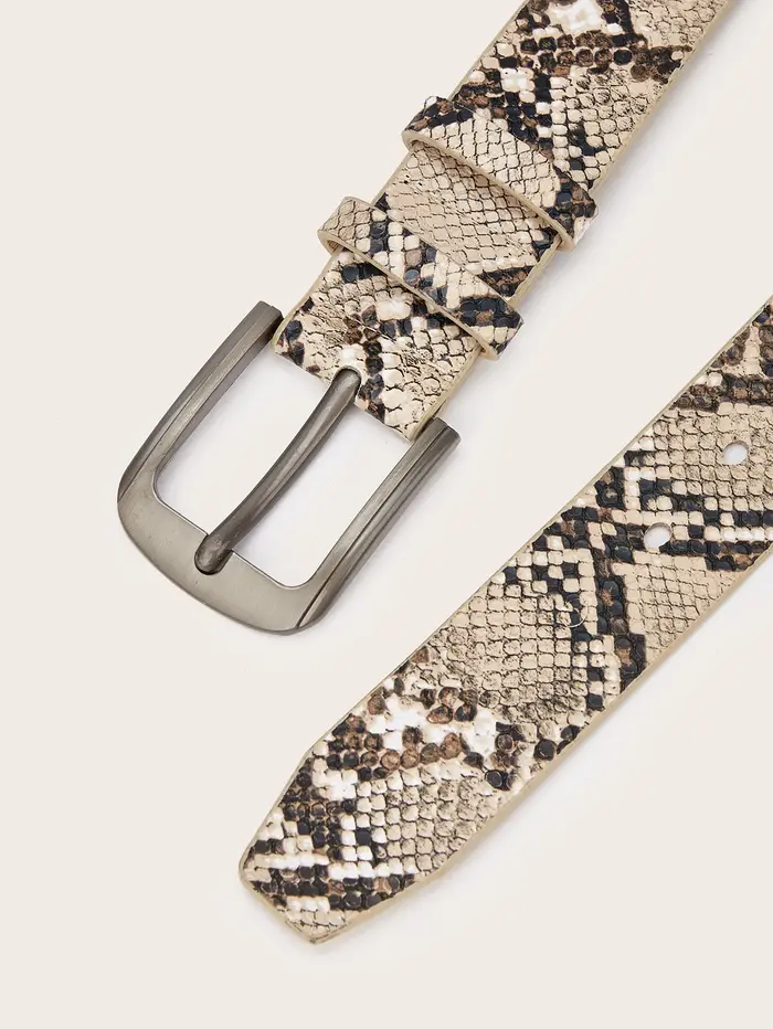 Ceinture décontractée de style occidental imprimé serpent pour hommes