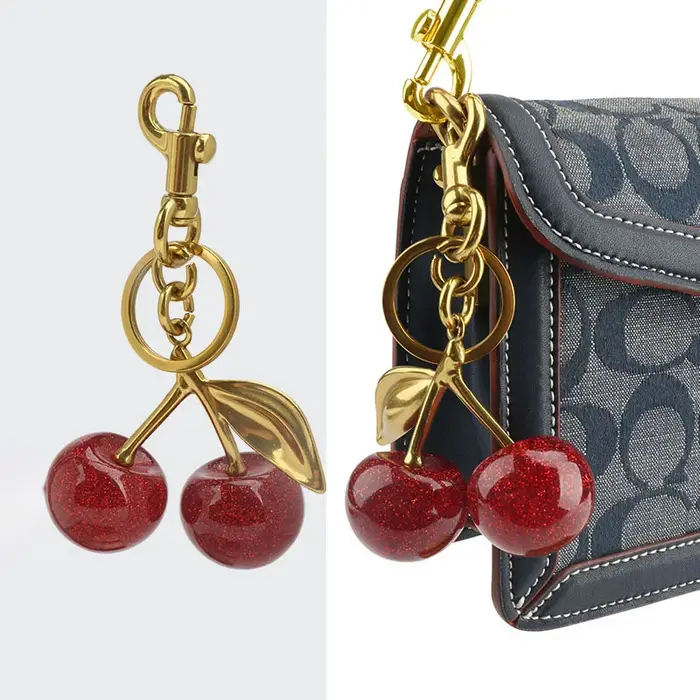 Porte-clés pendentif de sac à main à breloque cerise pour femmes