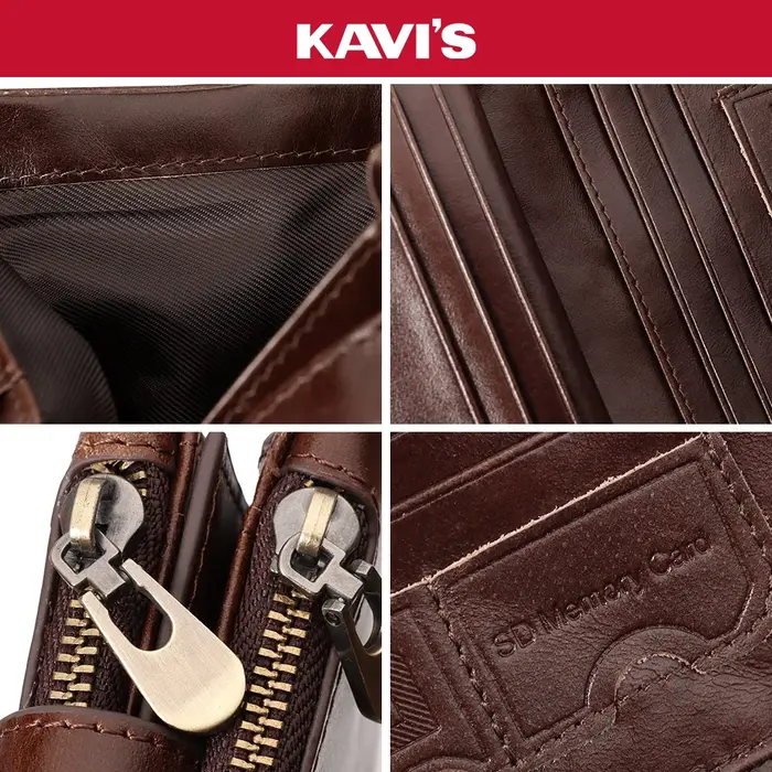 Portefeuille homme KAVIS à double pliage de couleur unie