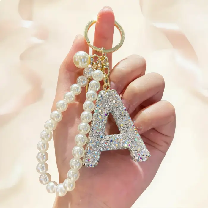 Porte-clés personnalisé avec initiale A-Z, porte-clés alphabet brillant, ACHETEZ 2, OBTENEZ 1 GRATUI