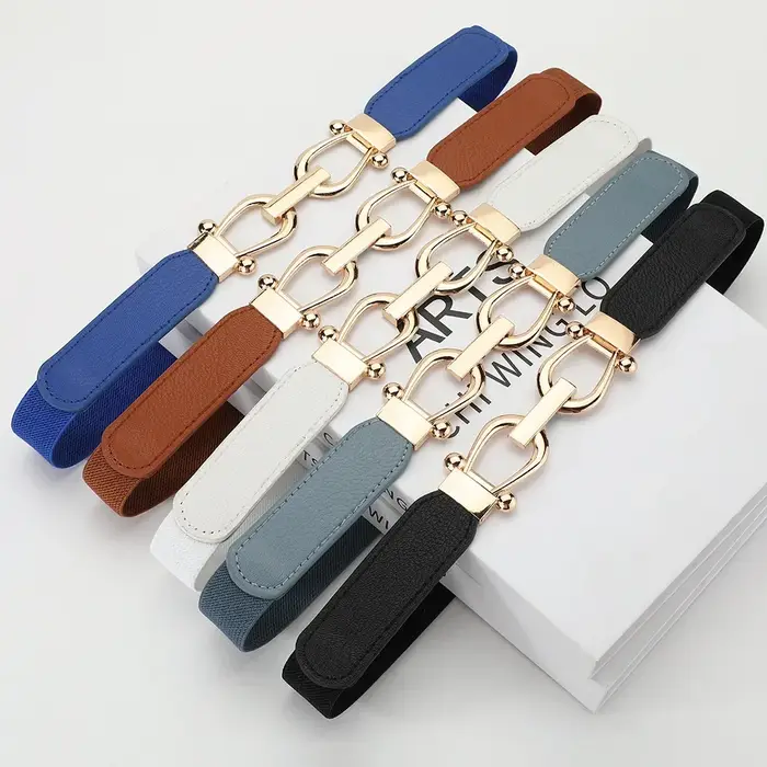 Ceinture Slim boutonnée dorée pour femmes