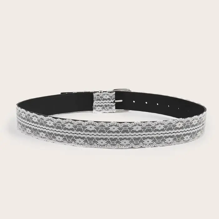 Belle ceinture de taille en dentelle en cuir blanc à fleurs