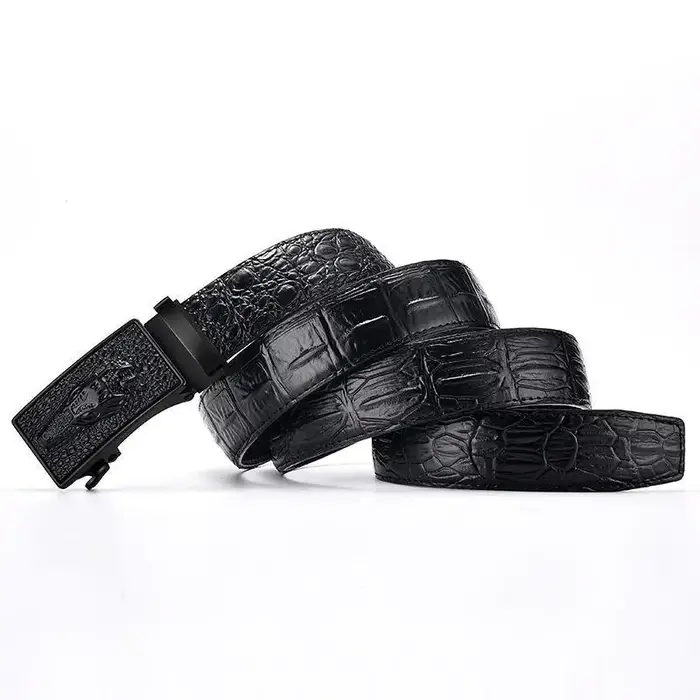 Ceinture en cuir véritable pour hommes, qualité supérieure, marque célèbre de luxe, boucle automatique, motif Crocodile, sangle ZD2137
