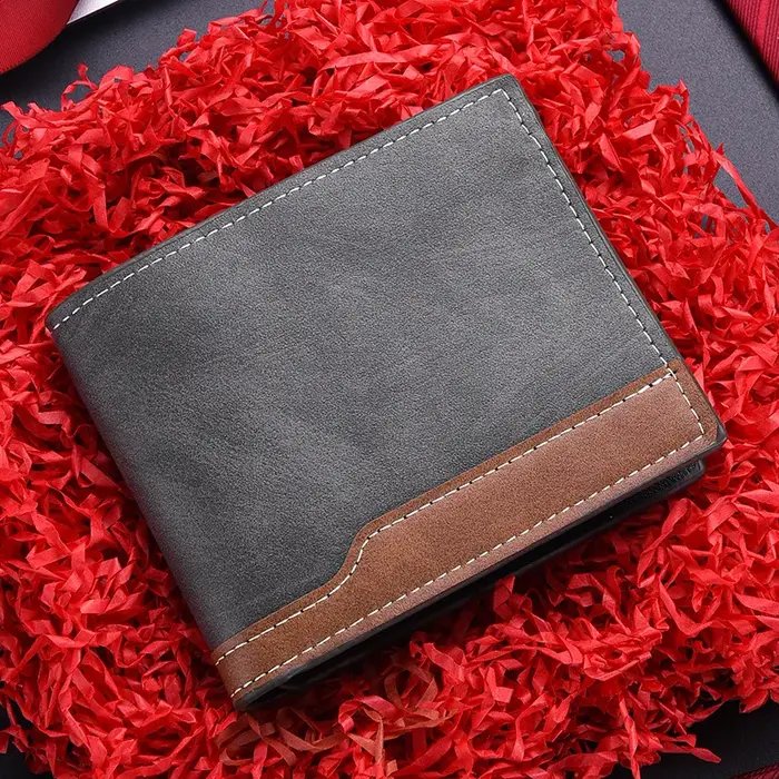 Portefeuille court en cuir PU pour hommes, Style rétro café noir, porte-monnaie à deux volets avec porte-carte d'identité, adapté aux hommes, nouveau