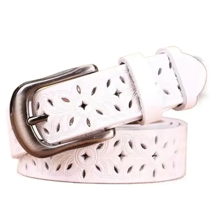 Ceintures en cuir pour femmes, ceinture Vintage avec boucle ardillon, ceinture creuse pour Jeans