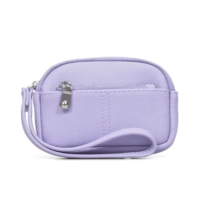 Mini portefeuille Portable en cuir PU pour femmes, sac de rangement de couleur unie, porte-monnaie p