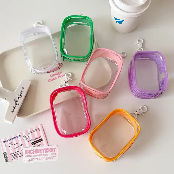Petit porte-monnaie transparent pour femmes et filles