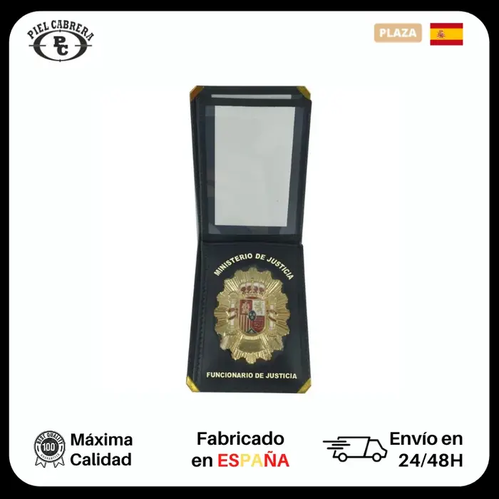 Porte-monnaie, badge officiel de justice en peau de vache, badges métalliques inclus, cartes, notes 
