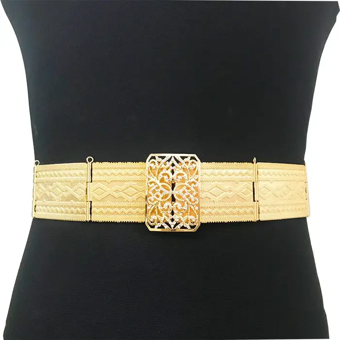 Ceinture en métal sculptée Vintage pour femmes, élégance fine, chaîne de taille personnalisée, robe de mariée en cristal, boucle carrée, bijoux