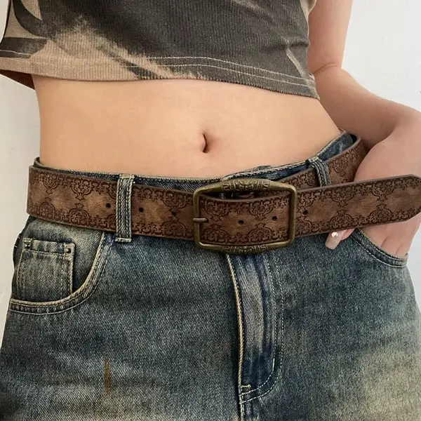 Ceinture Minimaliste Tendance pour Femme – Accessoire Rétro Polyvalent pour le Quotidien et le Style Urbain – Ceinture en Cuir Assortie pour Dames