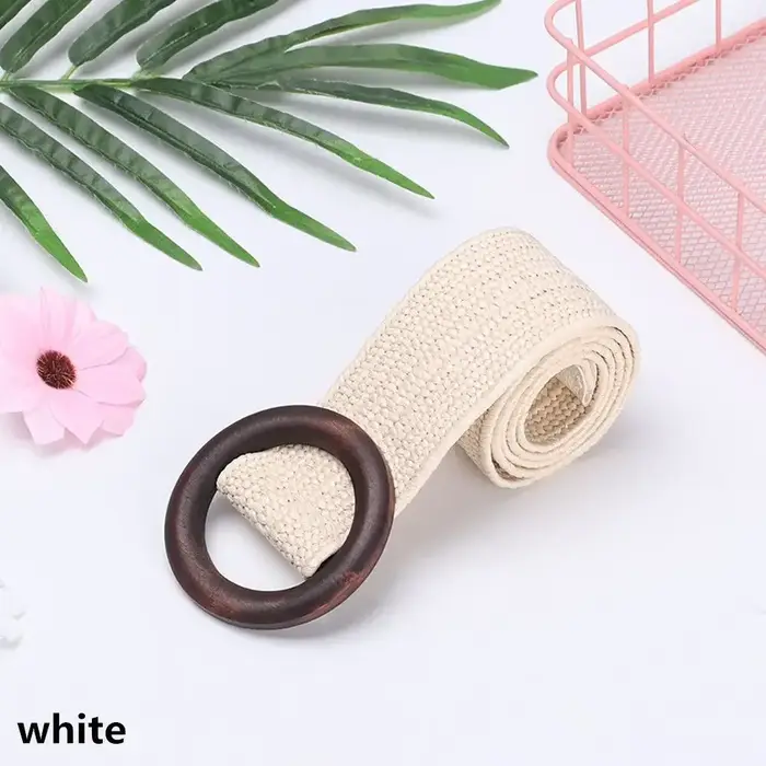 Ceinture ronde en bois pour femmes