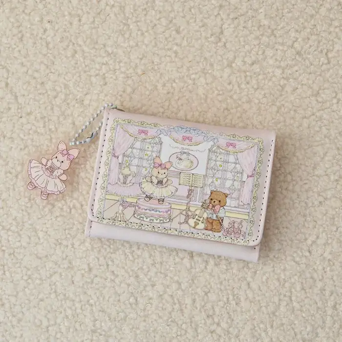 Portefeuille lapin ours série pique-nique de printemps pour fille