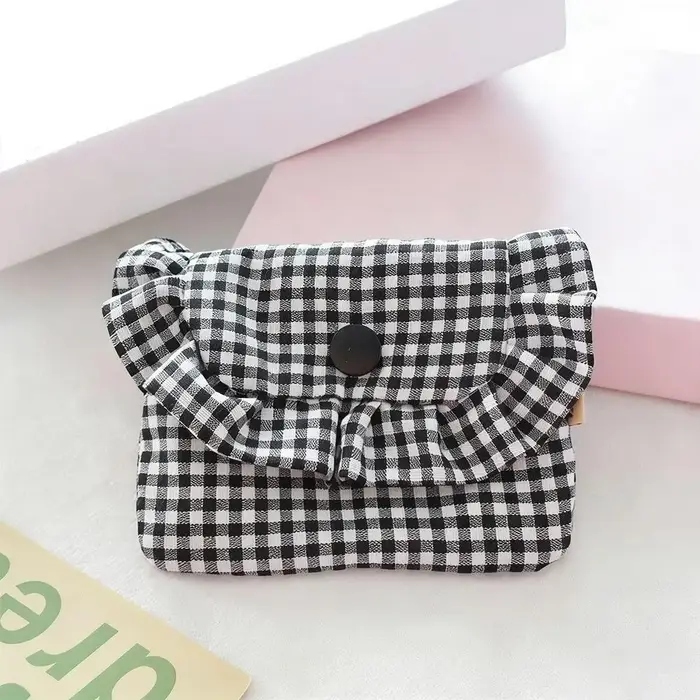 Porte-monnaie à carreaux mignon pour femmes