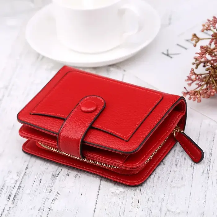 Femmes portefeuilles 2024 nouvelle marque de luxe rouge noir petit Mini porte-monnaie moraillon porte-carte dame portefeuille fermeture éclair femme boucle en cuir