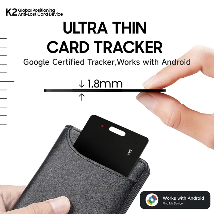 Portefeuille Anti-perte, suivi de localisation de carte, étiquette intelligente, Android, fonctionne avec Google Find My App, Bluetooth, carte Ultra-fine, Charge sans fil
