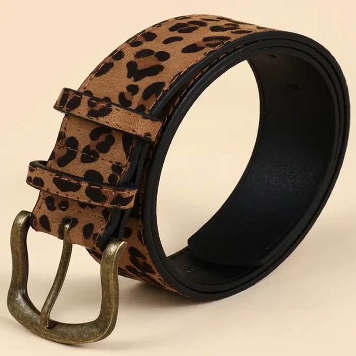 Ceinture imprimée léopard pour femme, style Boho, PU, robe couvertes, ceinture personnalisée
