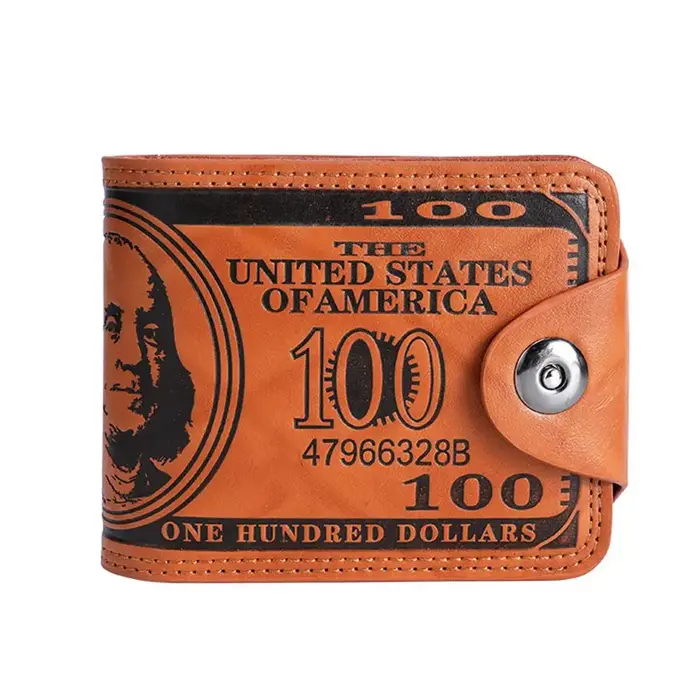 Portefeuilles pour hommes avec loquet à motif de 100 dollars américains portefeuille en cuir pour ho
