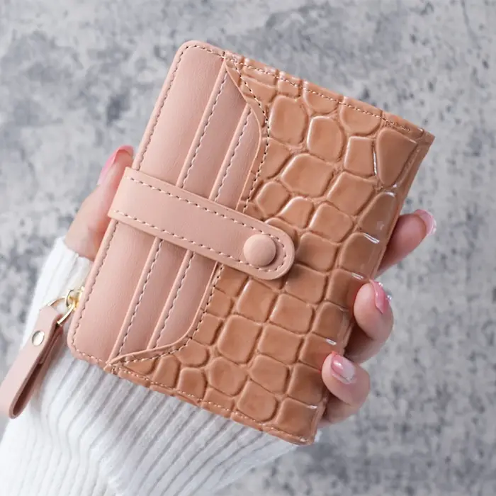 Mini portefeuille pochette imprimé crocodile, porte-carte de crédit court, porte-cartes et porte-mon