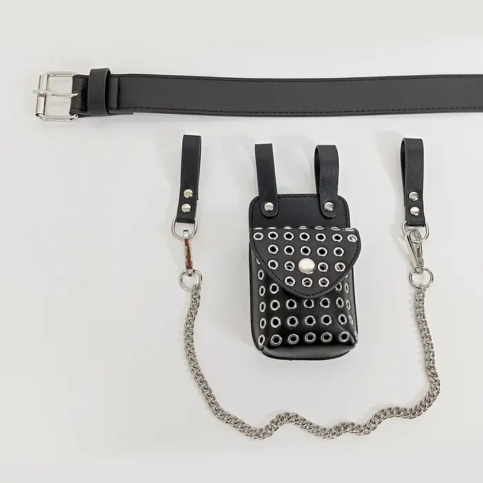 Mode Mini porte-monnaie multi-fonctionnel en cuir PU portefeuille argent ceinture sac Rivet petit multi-carte pochette pour femmes porte-carte