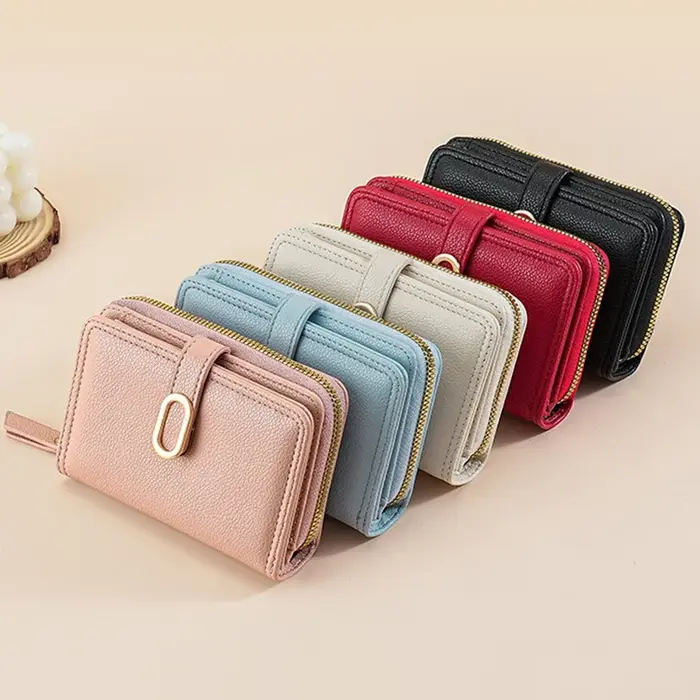 Portefeuille femme avec poche à monnaie zippée sacs à main en cuir PU pour femmes portefeuilles