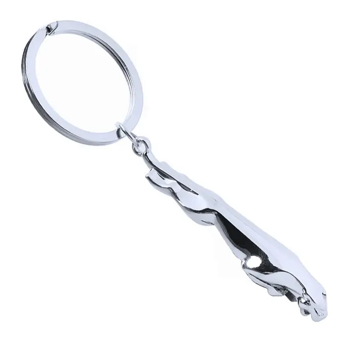 Porte-clés classique en acier inoxydable, couleur argent, Jaguar, pour voiture, sac fin, deux Types,