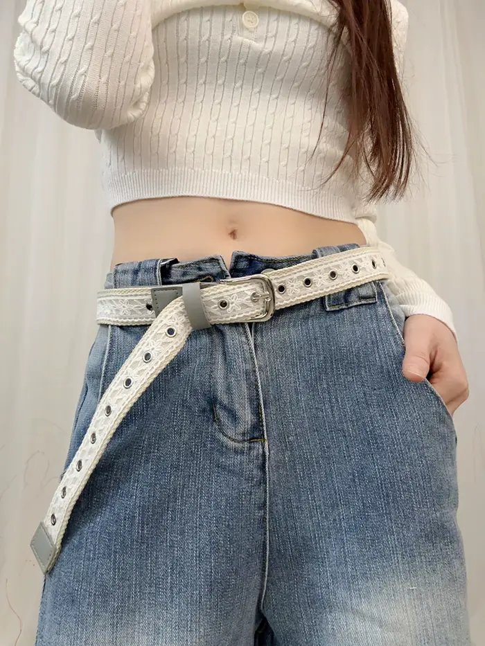 Ceinture en toile vintage avec dentelle pour femme