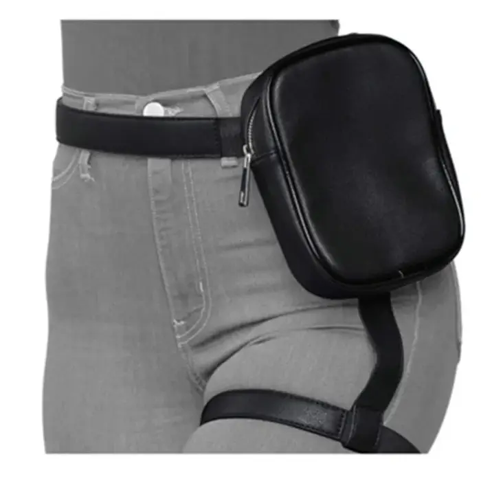 Tendance élégant noir femmes taille jambe ceinture en cuir Cool fille sac Fanny Pack pour randonnée