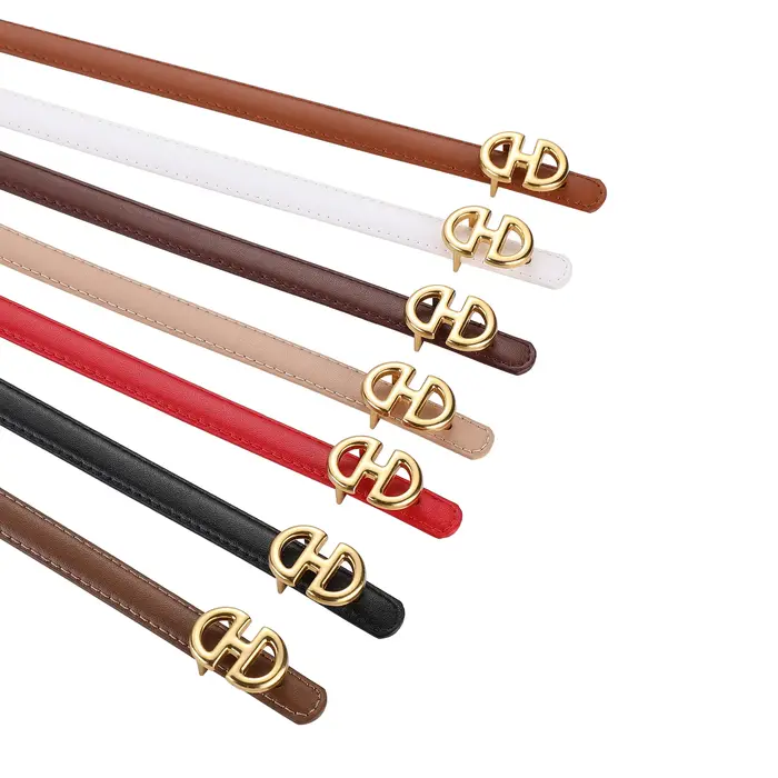 Ceinture fine en cuir véritable pour femmes, mode de luxe, peau de vache de haute qualité, costume décoratif, robe d'été, ceinture fine étroite noire