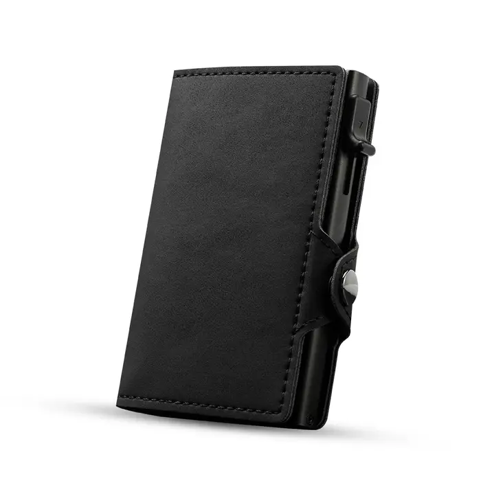 CASEKEY portefeuille rose mince minimaliste en cuir Pop UP portefeuille Rfid blocage Mini aluminium 
