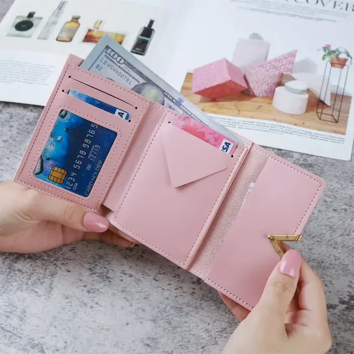Portefeuille en cuir pour femmes avec fermeture éclair