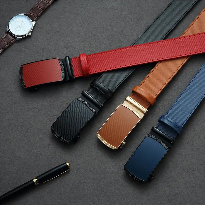 Hommes ceintures en cuir taille sangle mâle automatique boucle ceinture