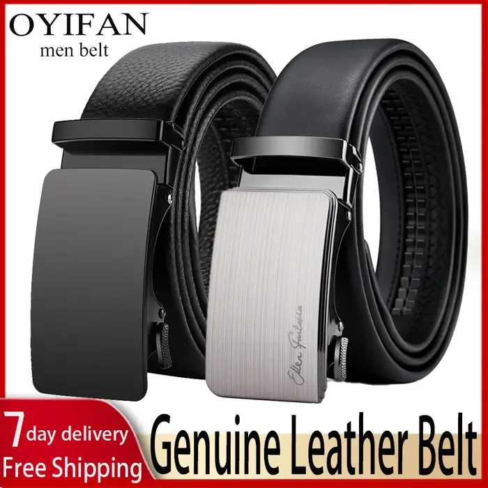 OYIFAN hommes ceinture en cuir véritable ceinture pour hommes alliage boucle cliquet ceintures homme